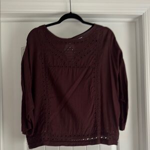Old Navy Red 3/4 Sleeve Boxy Blouse